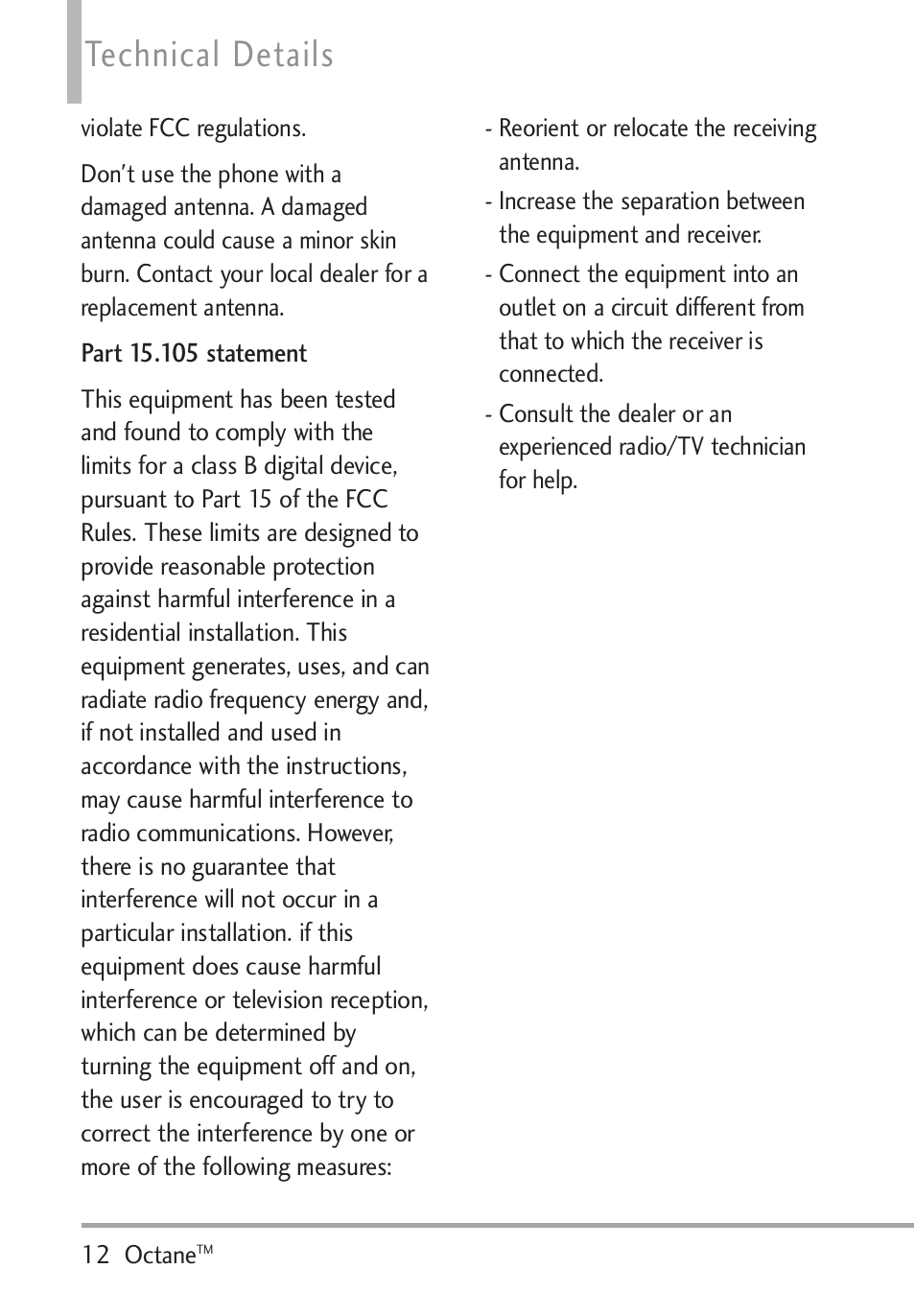 Technical details | LG Octane VN530 User Manual | Page 14 / 166