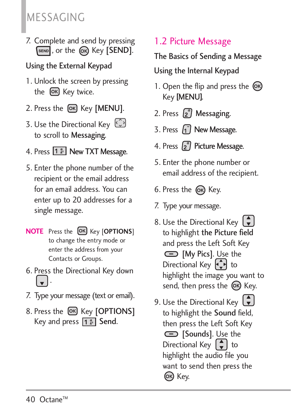2 picture message, Messaging | LG Octane VN530 User Manual | Page 42 / 166