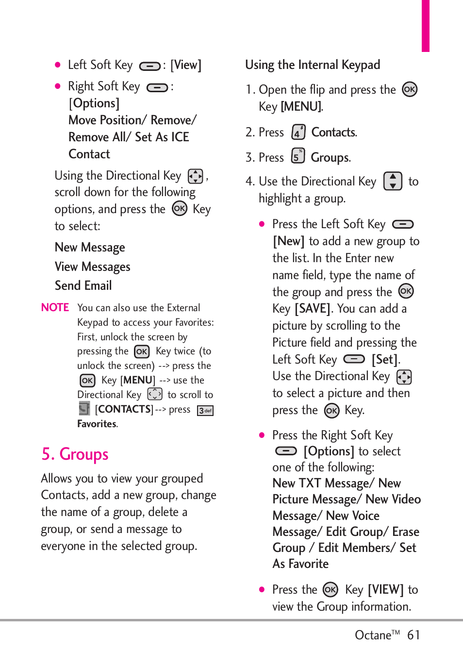 Groups | LG Octane VN530 User Manual | Page 63 / 166