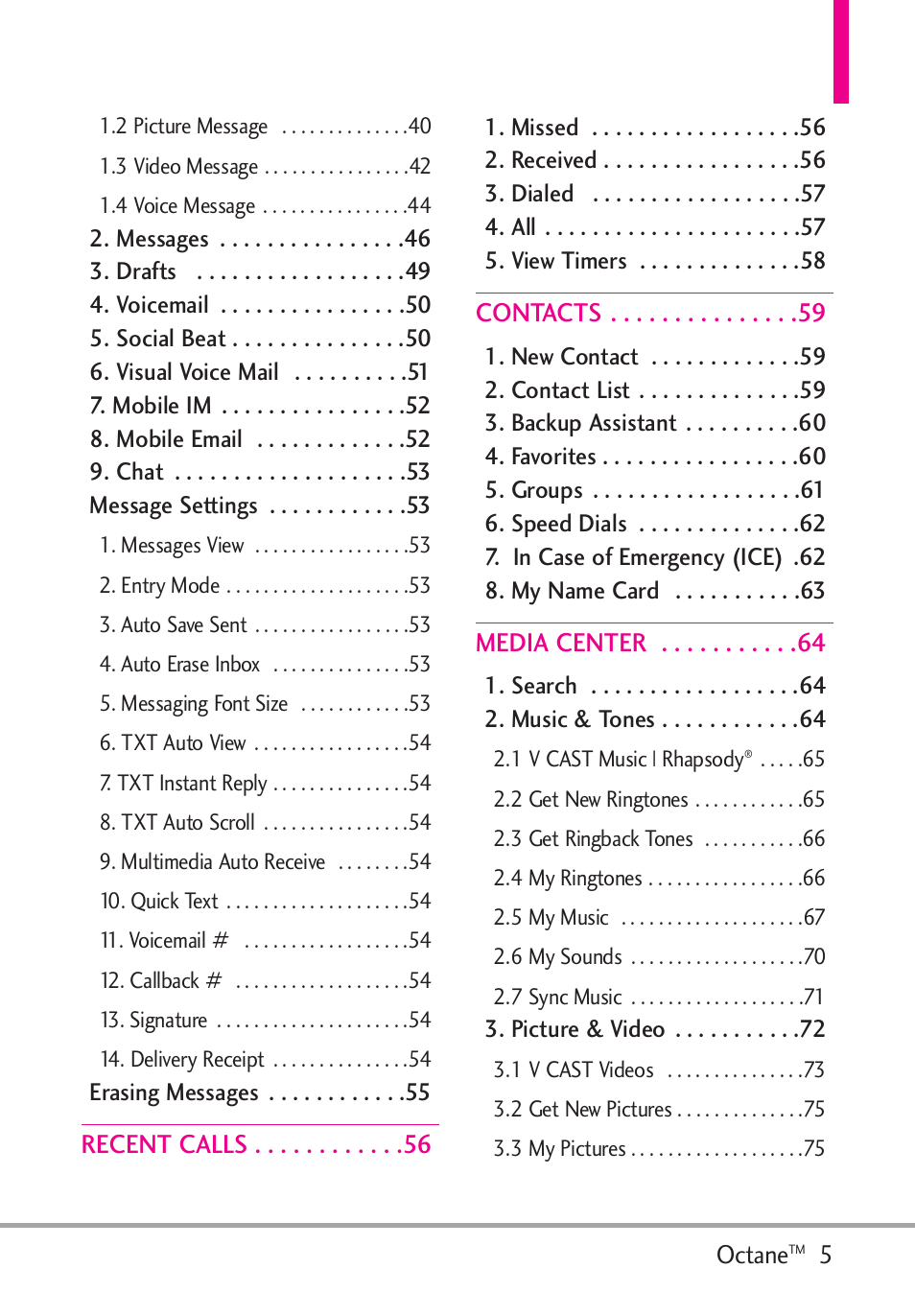 LG Octane VN530 User Manual | Page 7 / 166