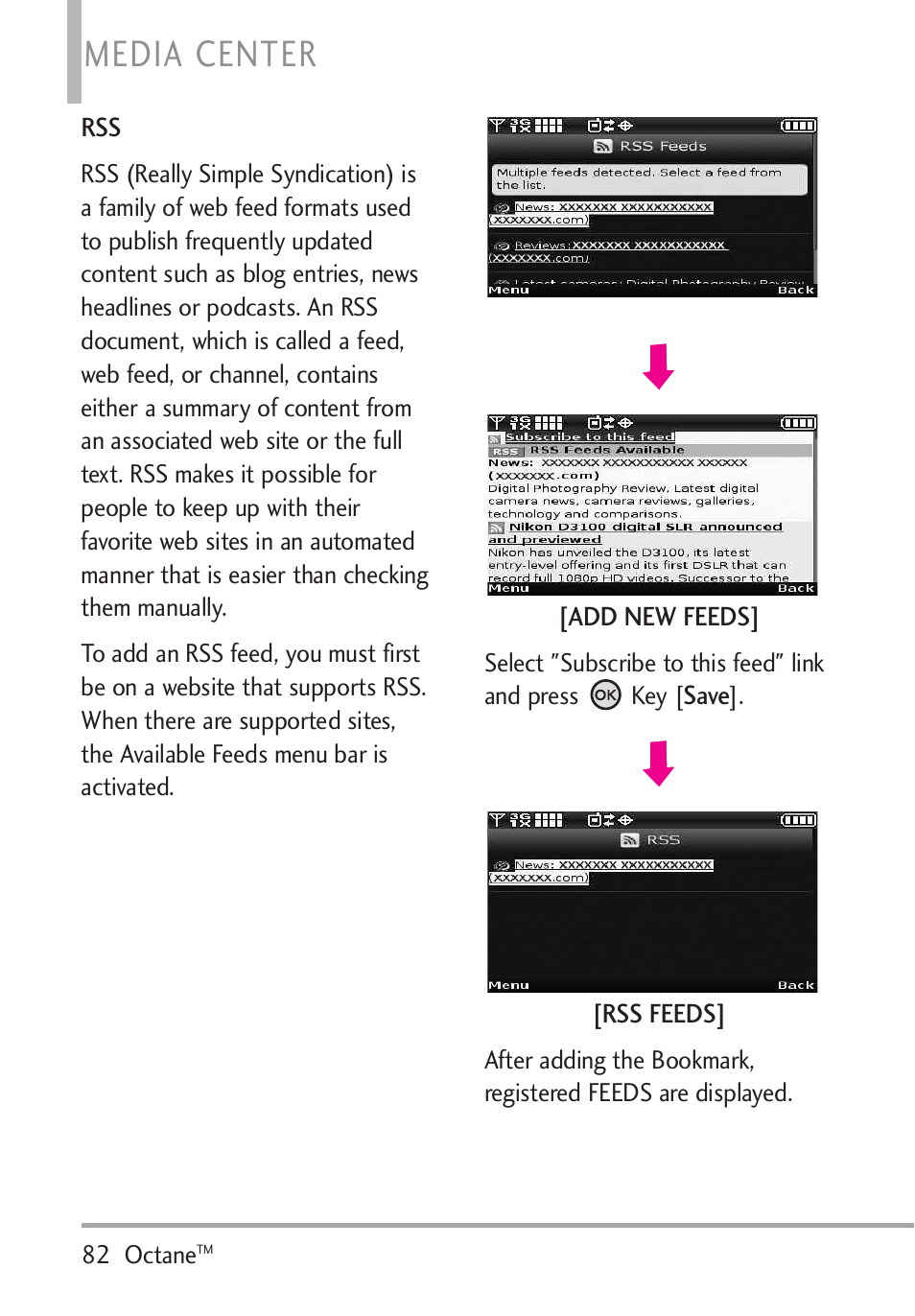 Media center | LG Octane VN530 User Manual | Page 84 / 166