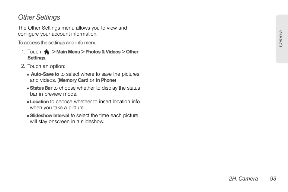Other settings | LG Rumor touch User Manual | Page 105 / 158