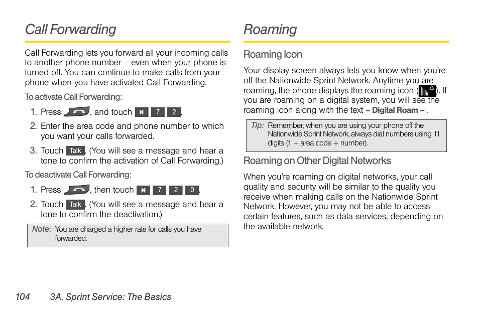 Call forwarding, Roaming | LG Rumor touch User Manual | Page 116 / 158