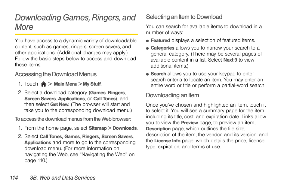 Downloading games, ringers, and more | LG Rumor touch User Manual | Page 126 / 158