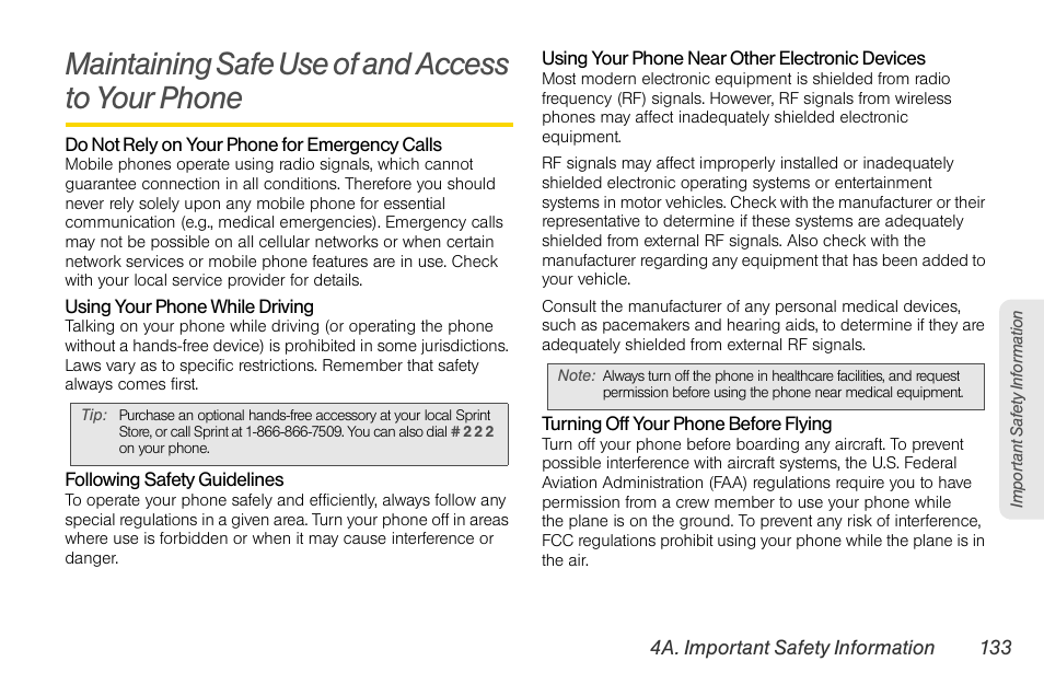 Maintaining safe use of and access to your phone, Maintaining safe use of and, Access to your phone | LG Rumor touch User Manual | Page 145 / 158