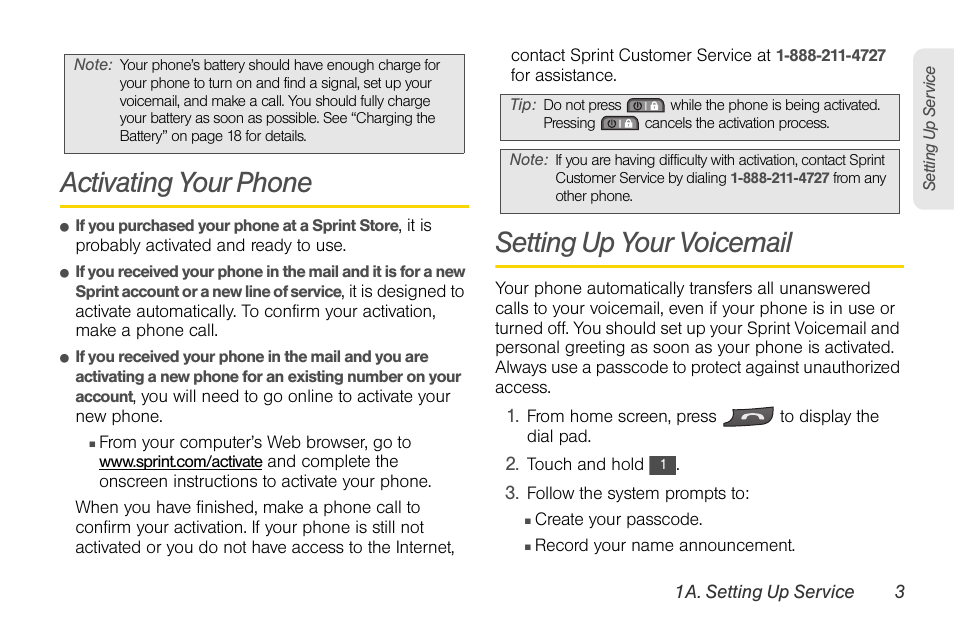 Activating your phone, Setting up your voicemail | LG Rumor touch User Manual | Page 15 / 158