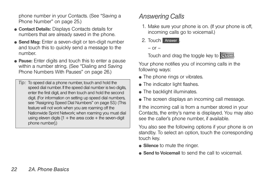 Answering calls | LG Rumor touch User Manual | Page 34 / 158