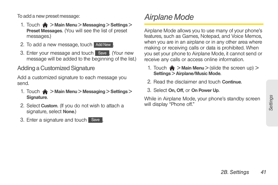Airplane mode | LG Rumor touch User Manual | Page 53 / 158
