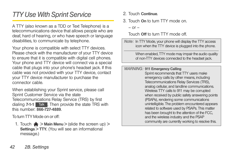 Tty use with sprint service | LG Rumor touch User Manual | Page 54 / 158