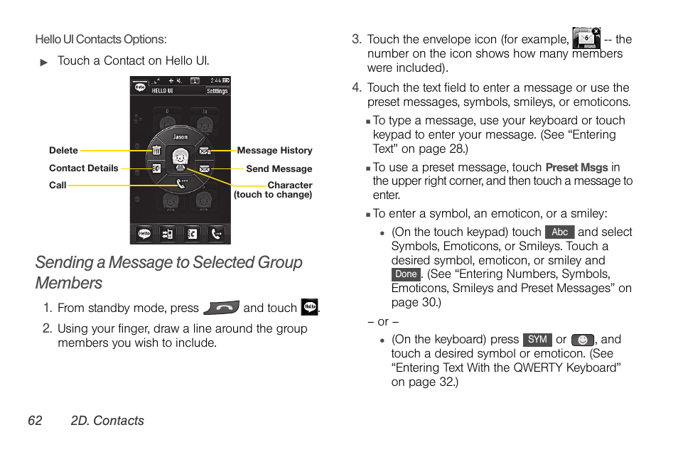 Sending a message to selected group members | LG Rumor touch User Manual | Page 74 / 158