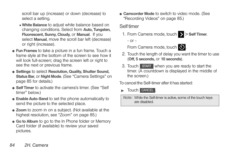 Self timer | LG Rumor touch User Manual | Page 96 / 158