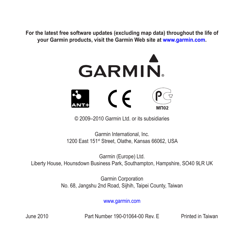 Garmin Forerunner 310XT User Manual | Page 56 / 56