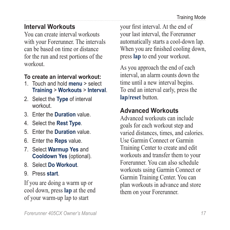 Garmin Forerunner 405 CX User Manual | Page 23 / 56