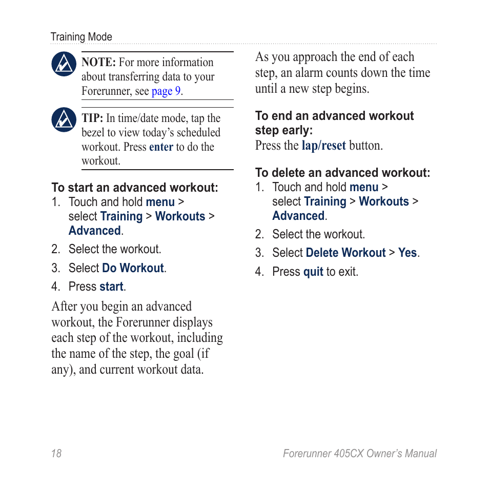 Garmin Forerunner 405 CX User Manual | Page 24 / 56