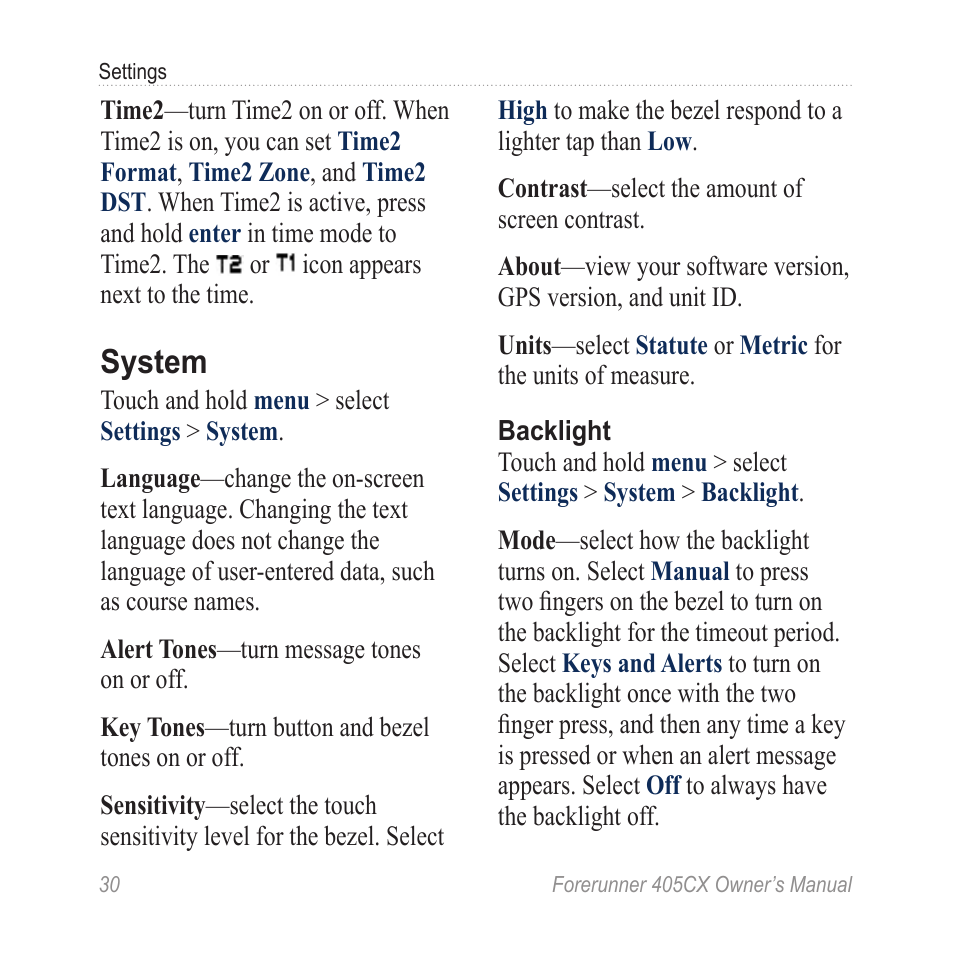 System | Garmin Forerunner 405 CX User Manual | Page 36 / 56