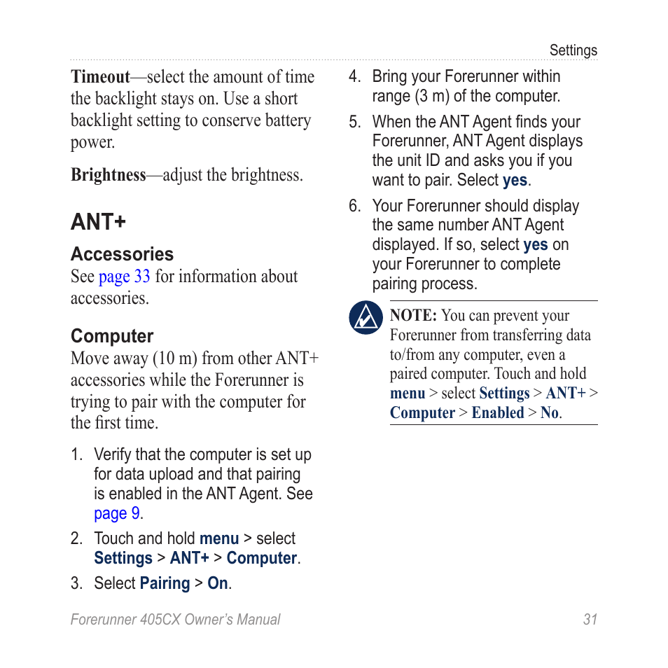 Garmin Forerunner 405 CX User Manual | Page 37 / 56