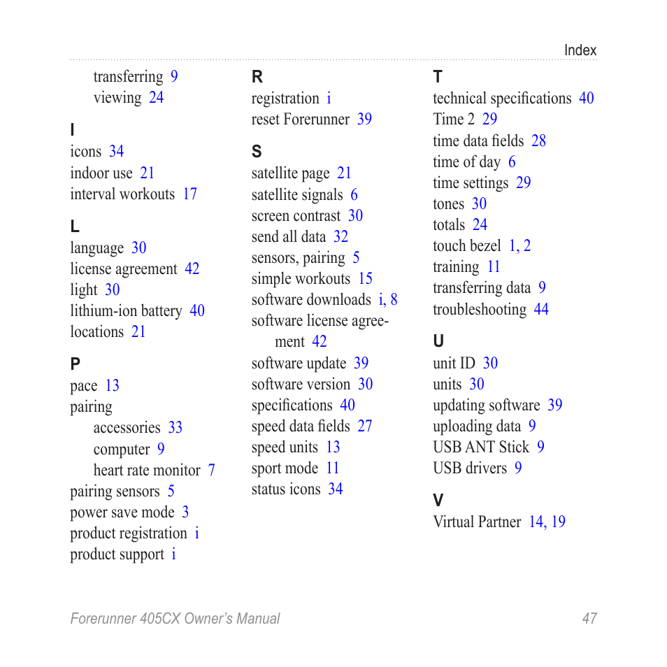 Garmin Forerunner 405 CX User Manual | Page 53 / 56