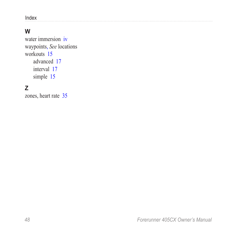 Garmin Forerunner 405 CX User Manual | Page 54 / 56