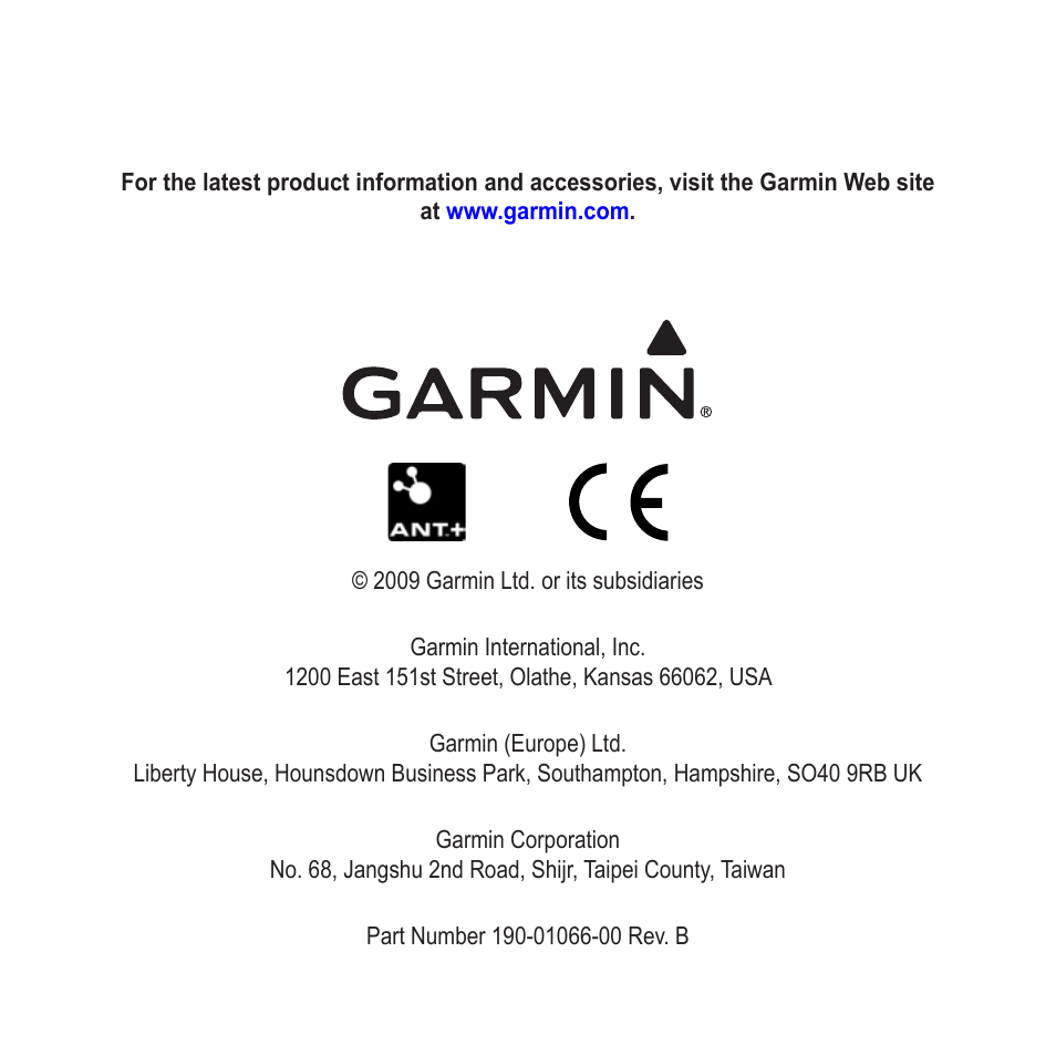 Garmin Forerunner 405 CX User Manual | Page 56 / 56