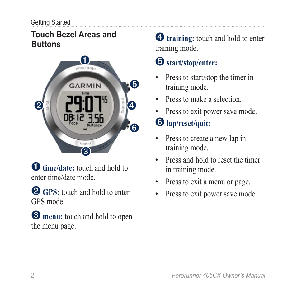 Garmin Forerunner 405 CX User Manual | Page 8 / 56