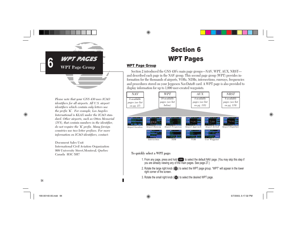 Wpt pages | Garmin GNS 430 User Manual | Page 102 / 204