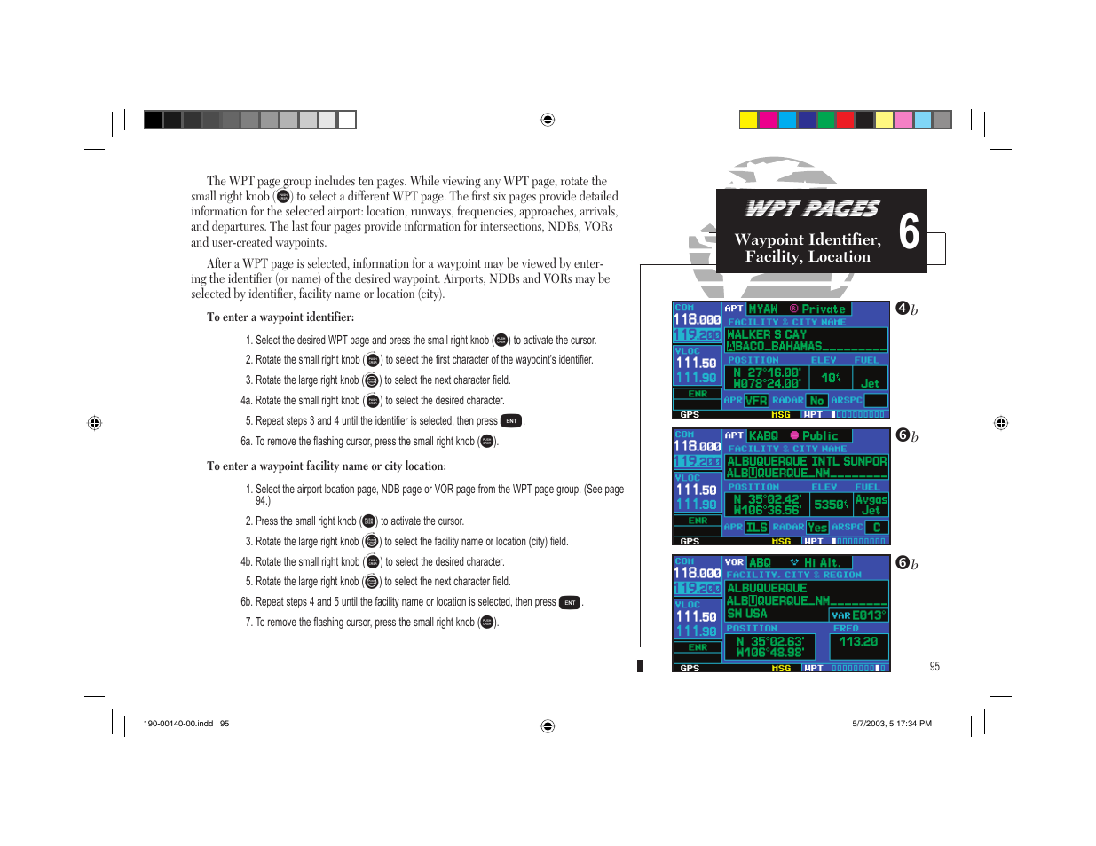 Wpt pages | Garmin GNS 430 User Manual | Page 103 / 204