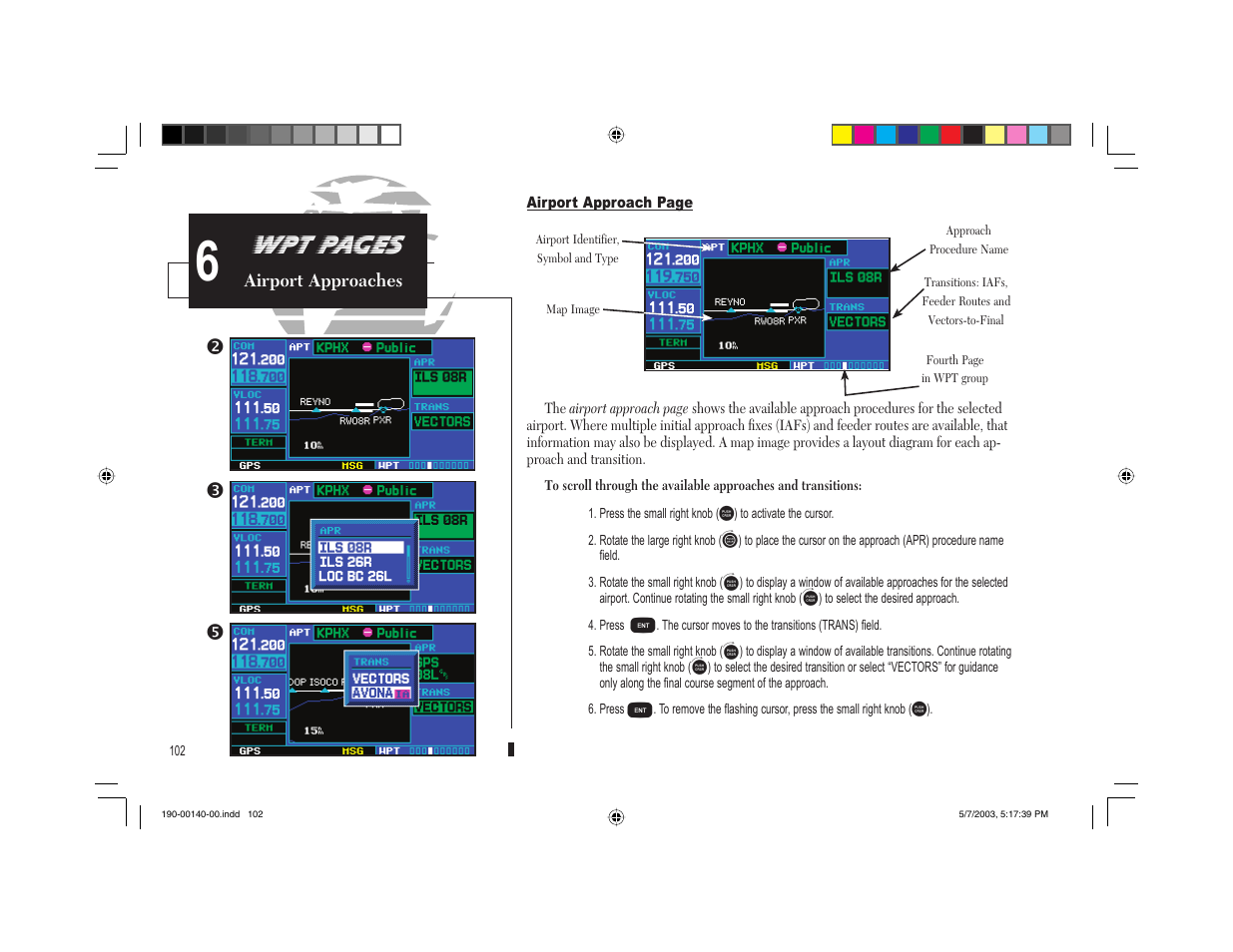 Wpt pages, Po r | Garmin GNS 430 User Manual | Page 110 / 204