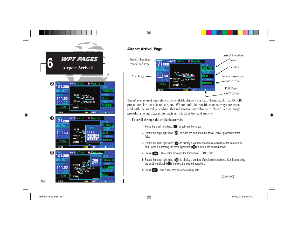 Wpt pages, Po r | Garmin GNS 430 User Manual | Page 112 / 204