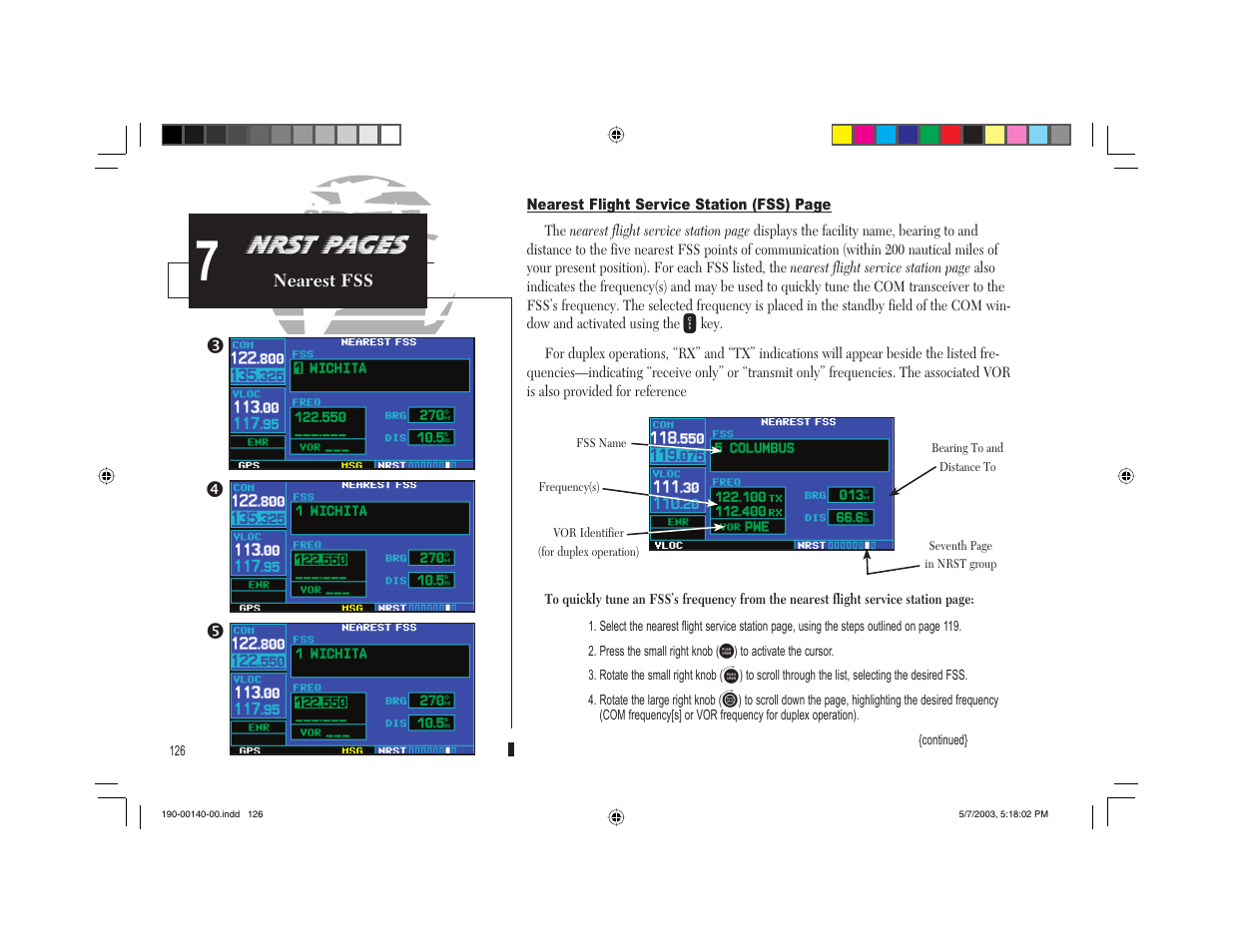 Nrst pages | Garmin GNS 430 User Manual | Page 134 / 204