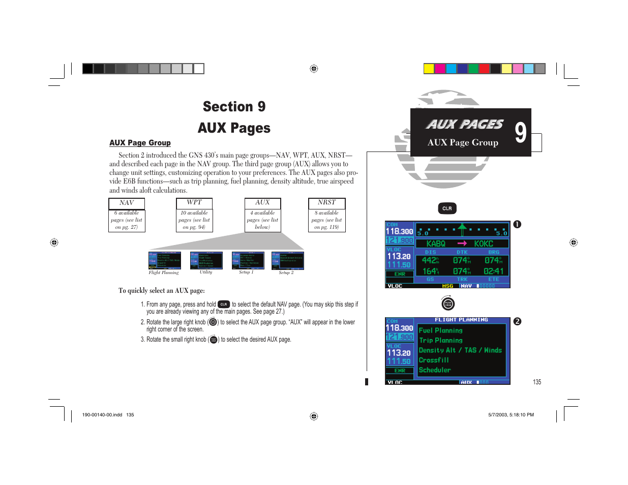 Aux pages | Garmin GNS 430 User Manual | Page 143 / 204