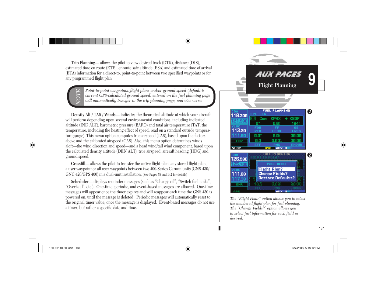 Aux pages | Garmin GNS 430 User Manual | Page 145 / 204