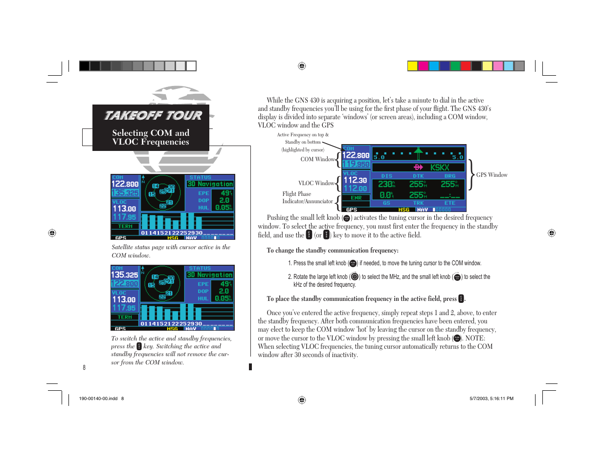 Takeoff tour | Garmin GNS 430 User Manual | Page 16 / 204