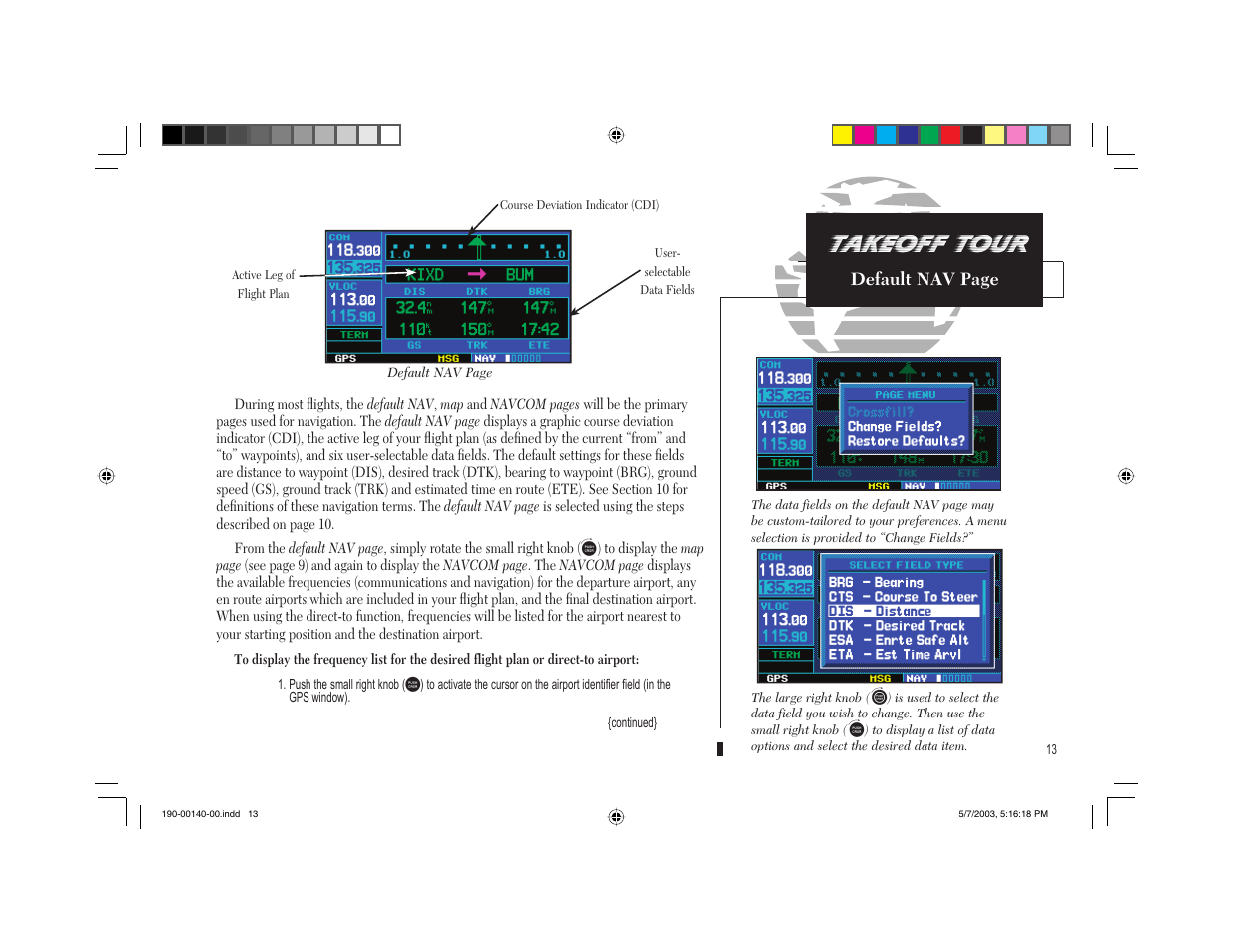 Takeoff tour | Garmin GNS 430 User Manual | Page 21 / 204