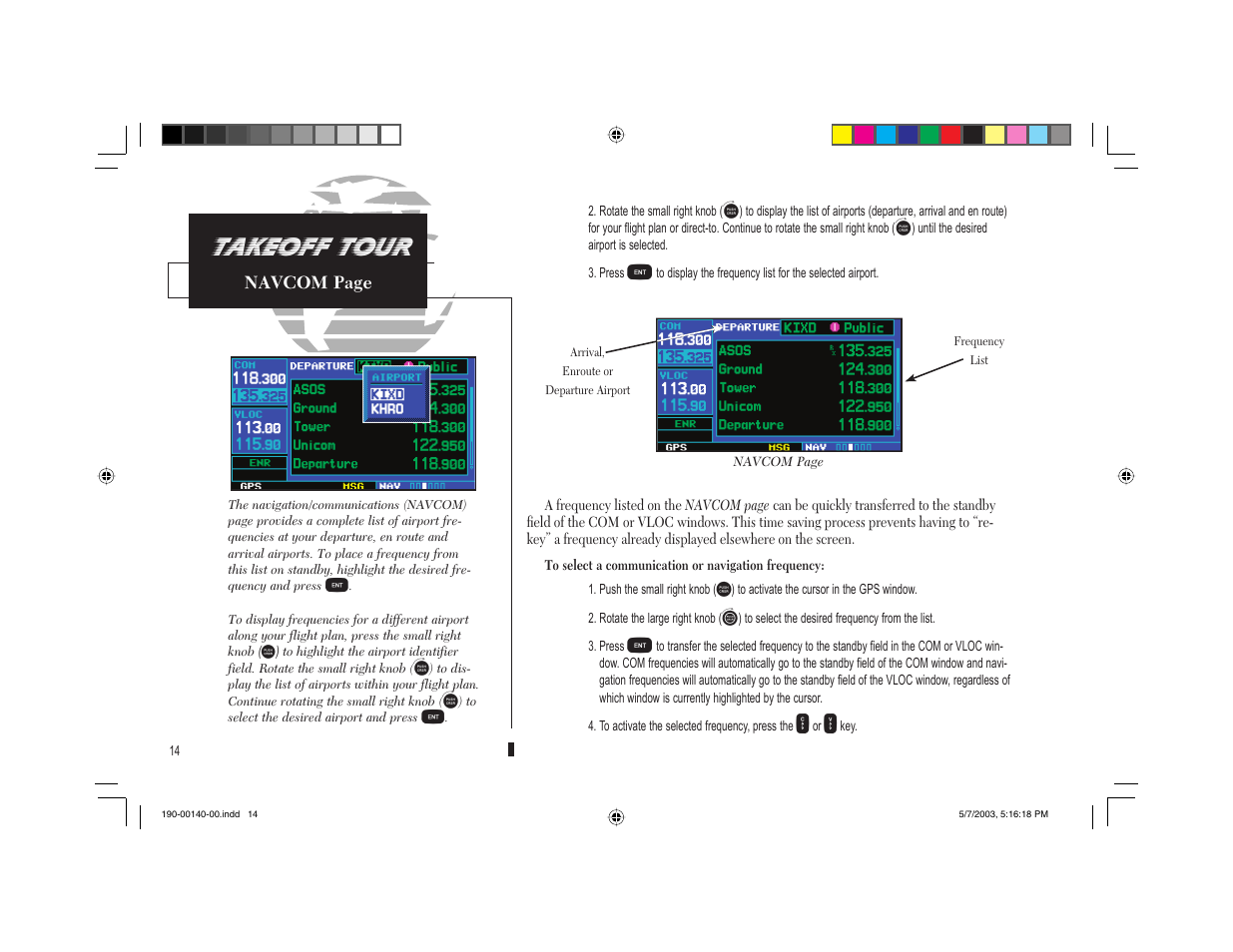 Takeoff tour | Garmin GNS 430 User Manual | Page 22 / 204