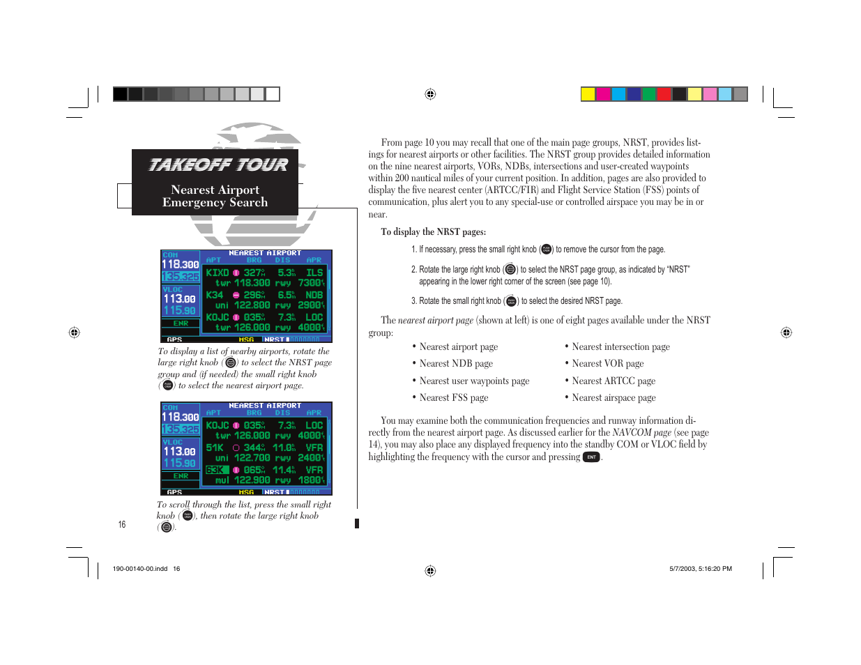 Takeoff tour | Garmin GNS 430 User Manual | Page 24 / 204