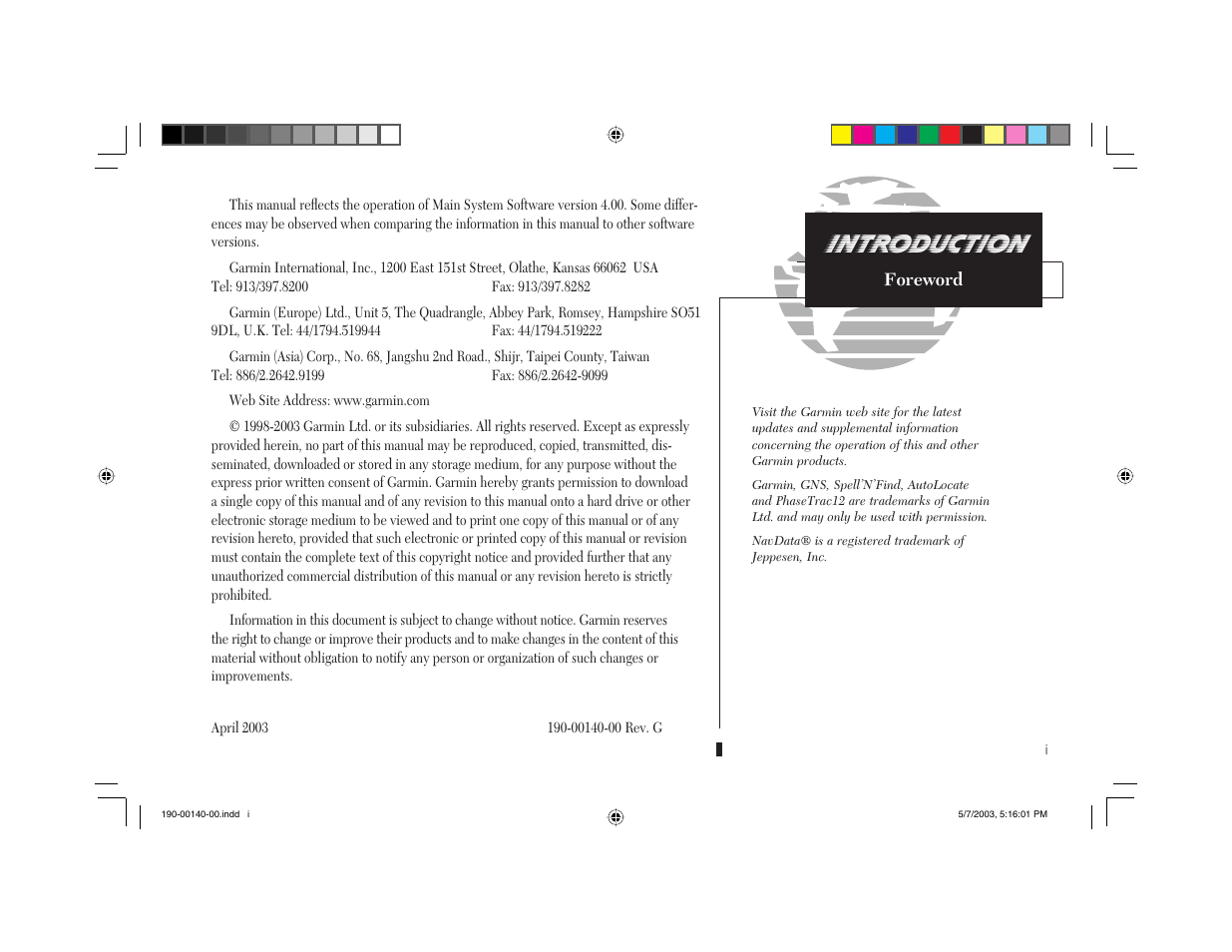 Introduction | Garmin GNS 430 User Manual | Page 3 / 204