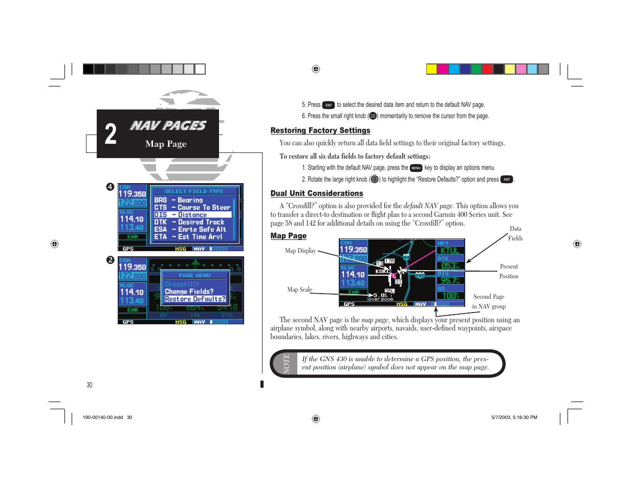 Nav pages | Garmin GNS 430 User Manual | Page 38 / 204