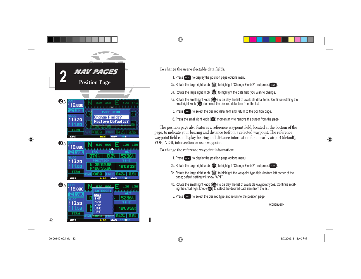 Nav pages | Garmin GNS 430 User Manual | Page 50 / 204