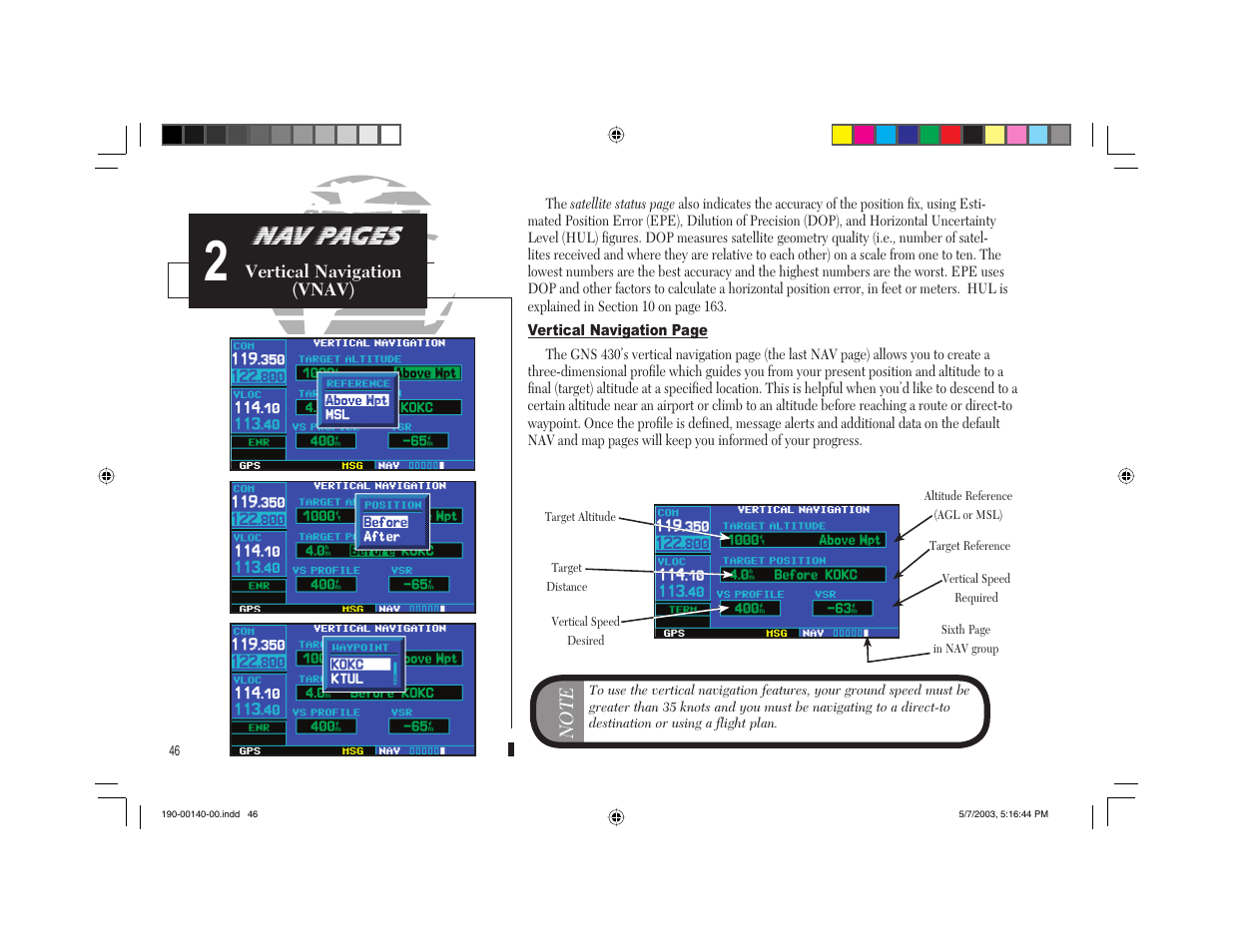 Nav pages | Garmin GNS 430 User Manual | Page 54 / 204