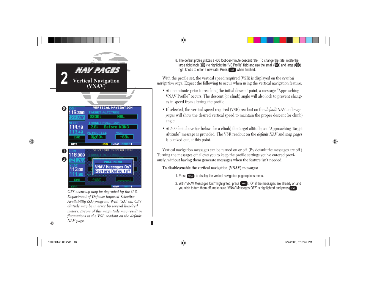 Nav pages | Garmin GNS 430 User Manual | Page 56 / 204