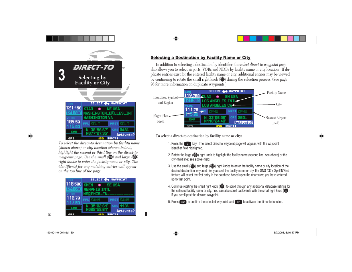 Direct-to | Garmin GNS 430 User Manual | Page 58 / 204