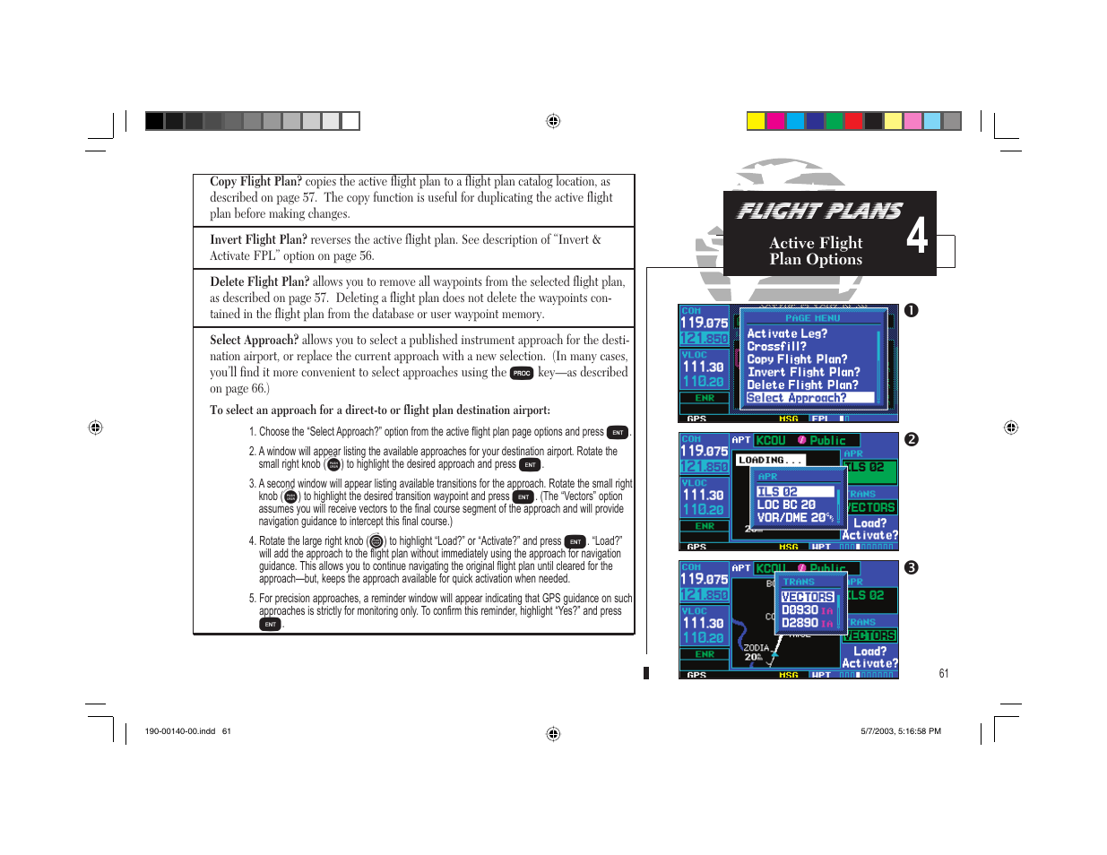 Flight plans, Po n | Garmin GNS 430 User Manual | Page 69 / 204