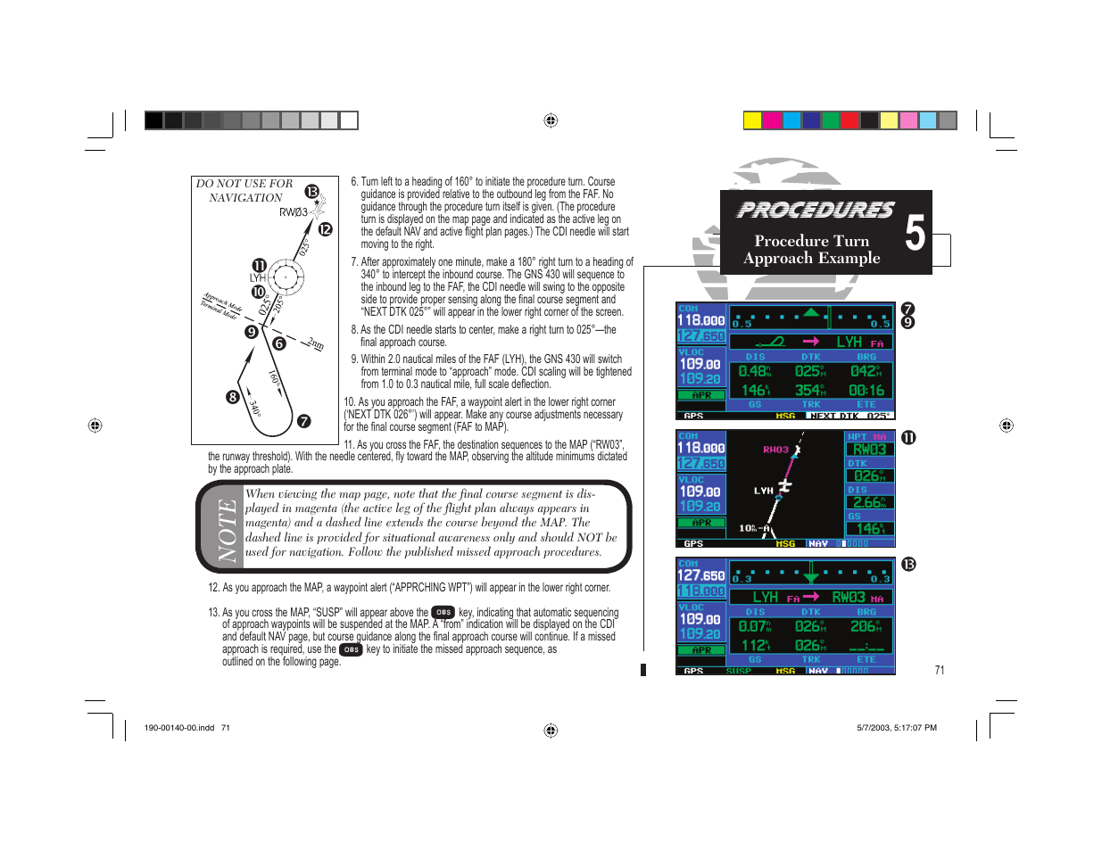 Procedures, Tu v s w | Garmin GNS 430 User Manual | Page 79 / 204