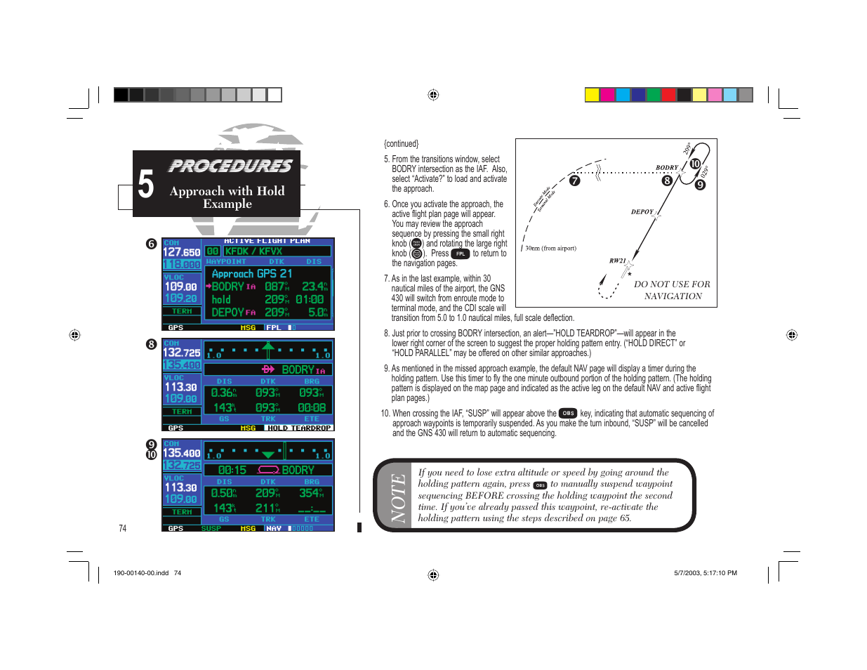 Procedures, Tu v w, Us v w | Garmin GNS 430 User Manual | Page 82 / 204