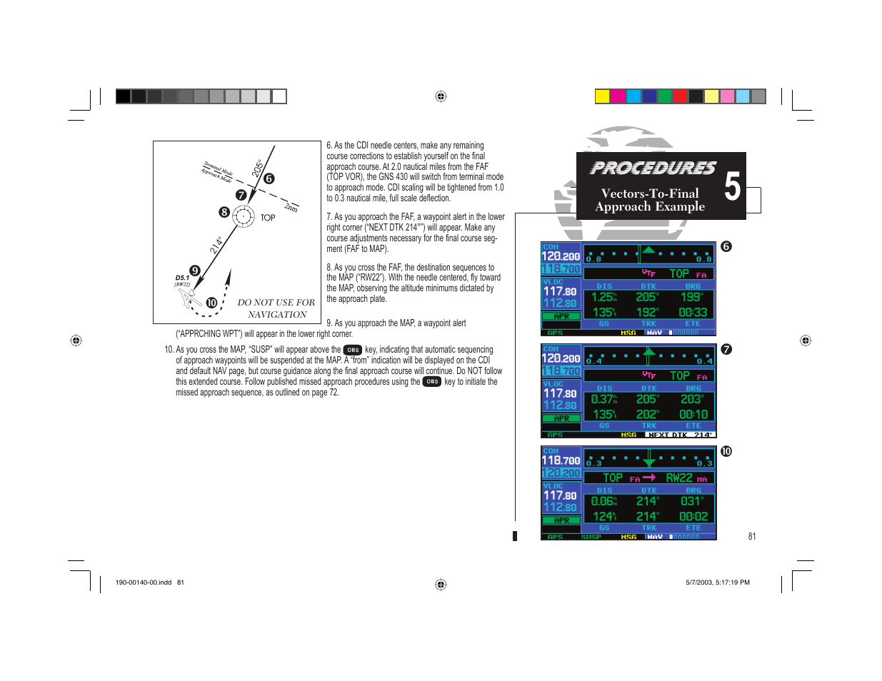 Procedures, Wt s, Ts u v w | Garmin GNS 430 User Manual | Page 89 / 204