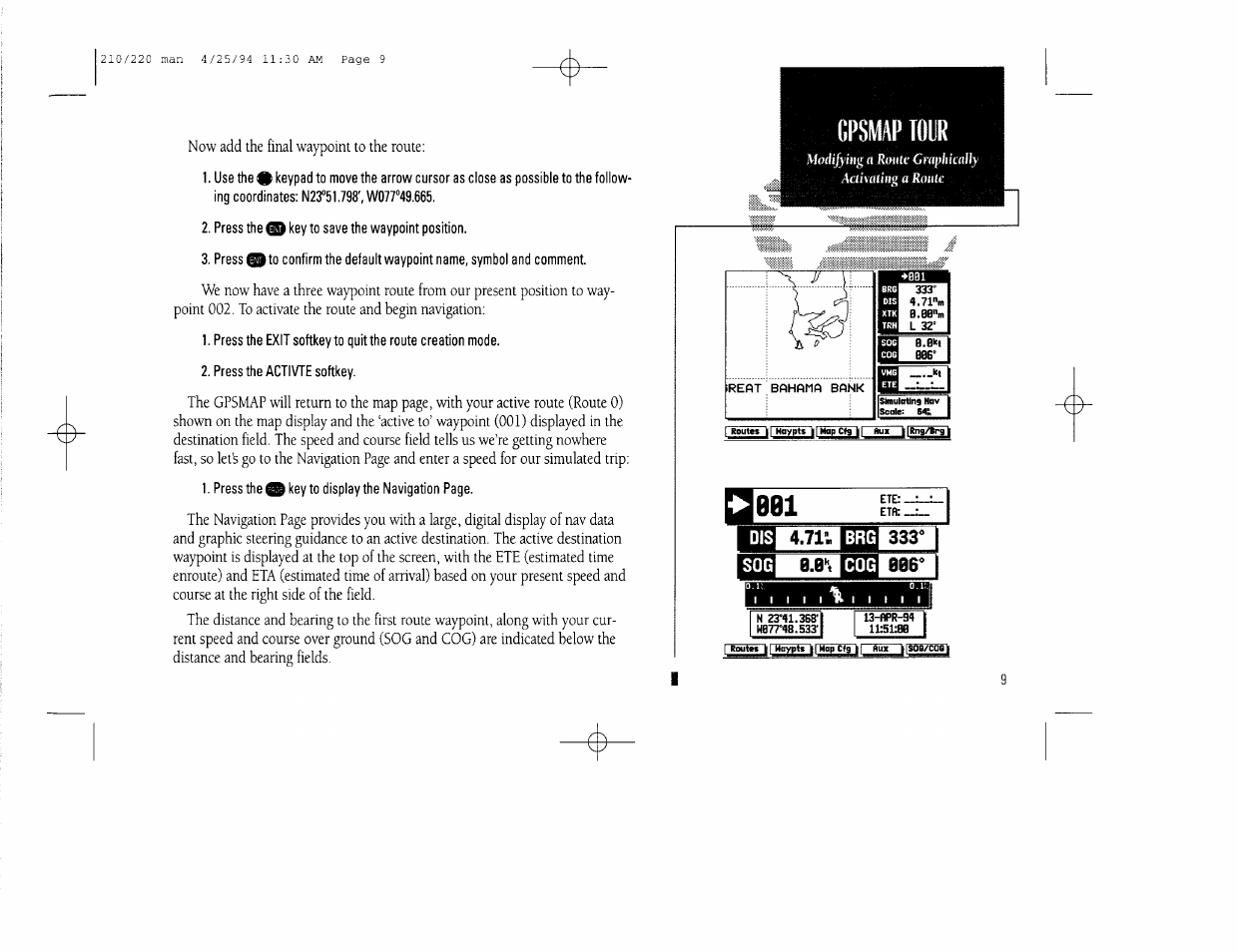 Gpsmap tour | Garmin 210 User Manual | Page 19 / 92