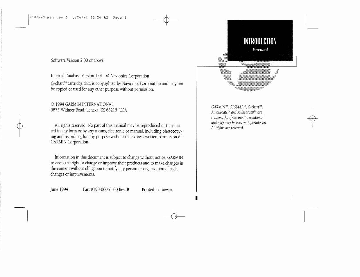 Introduction | Garmin 210 User Manual | Page 3 / 92