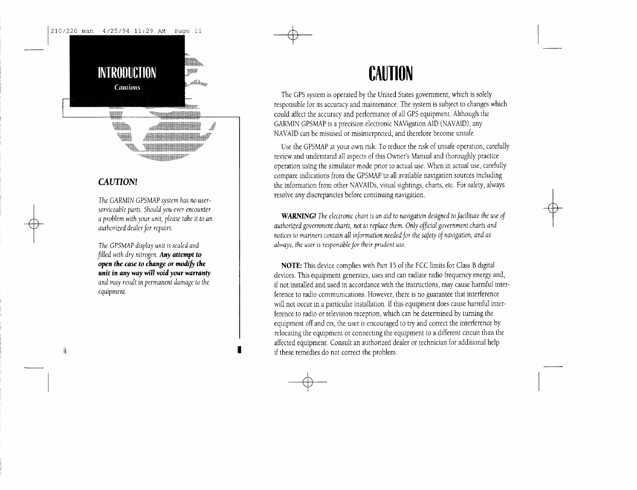 Caution, Introduction | Garmin 210 User Manual | Page 4 / 92