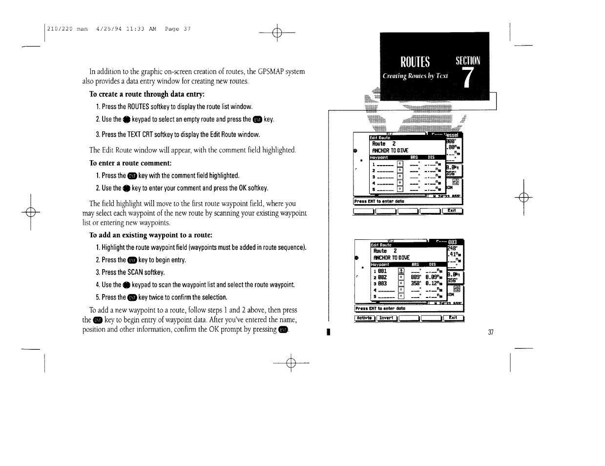 Routes sraon | Garmin 210 User Manual | Page 47 / 92