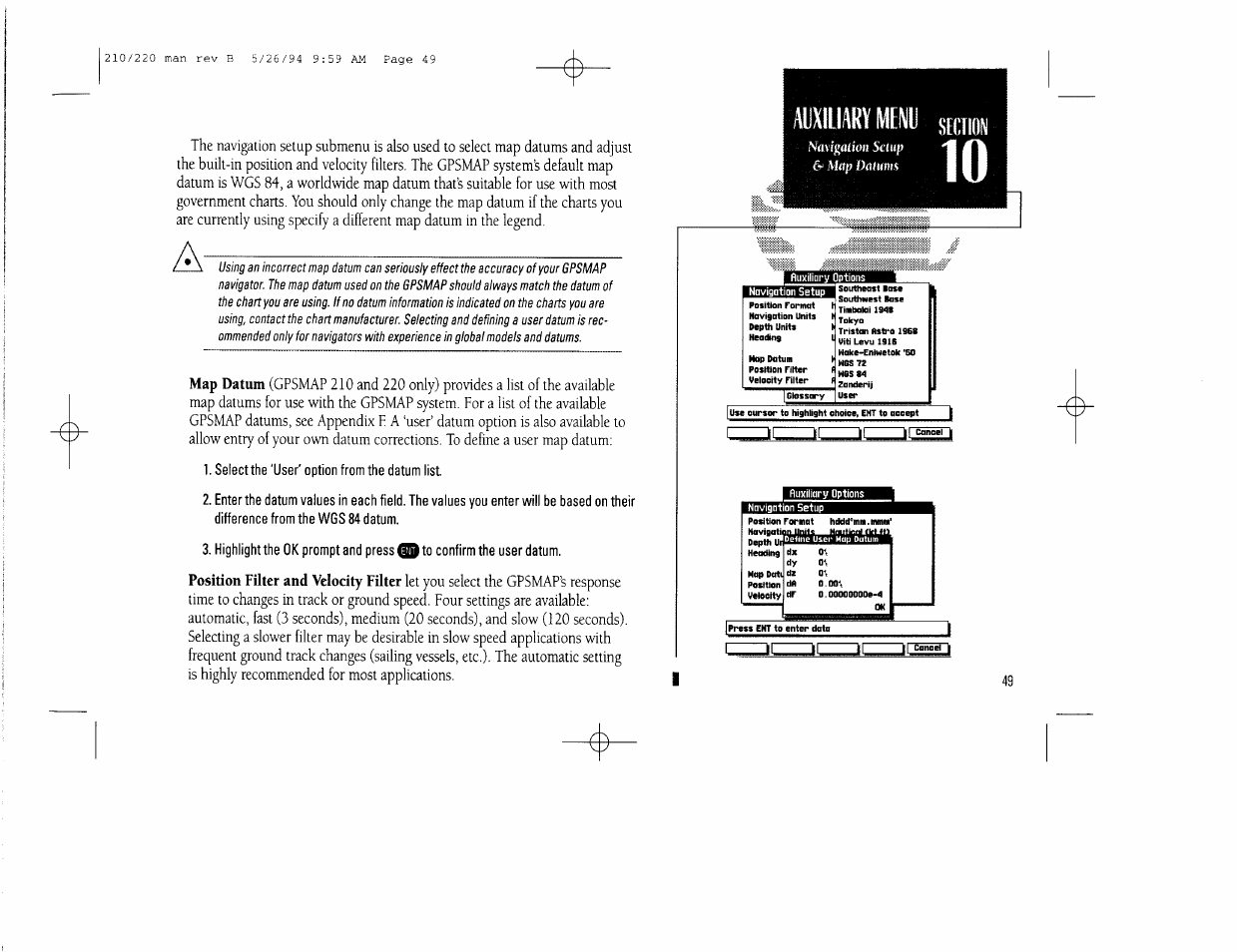 Lujxilimmew seciion | Garmin 210 User Manual | Page 59 / 92